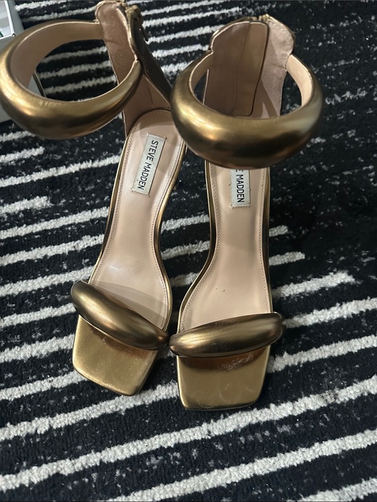 Steve Madden Shoes - Steve Madden Metallic Gold Ankle-Cuff Heels